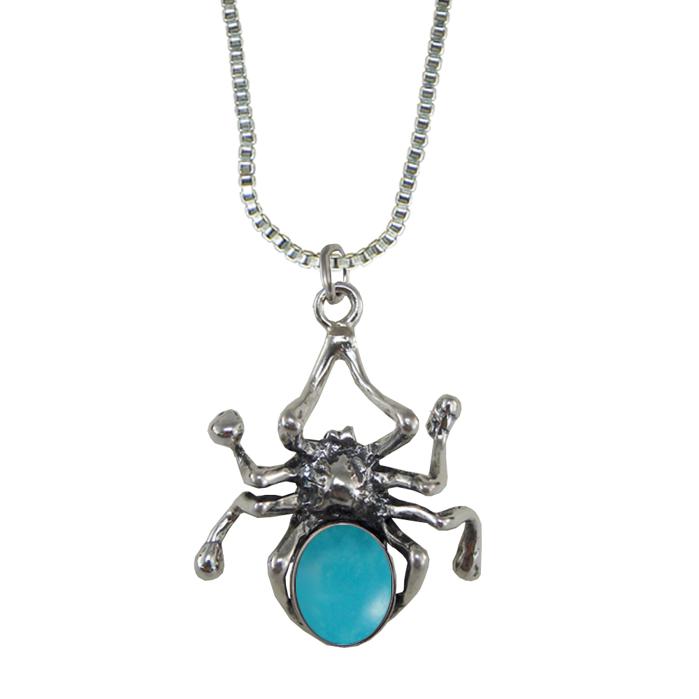 Sterling Silver Spider Pendant With Turquoise